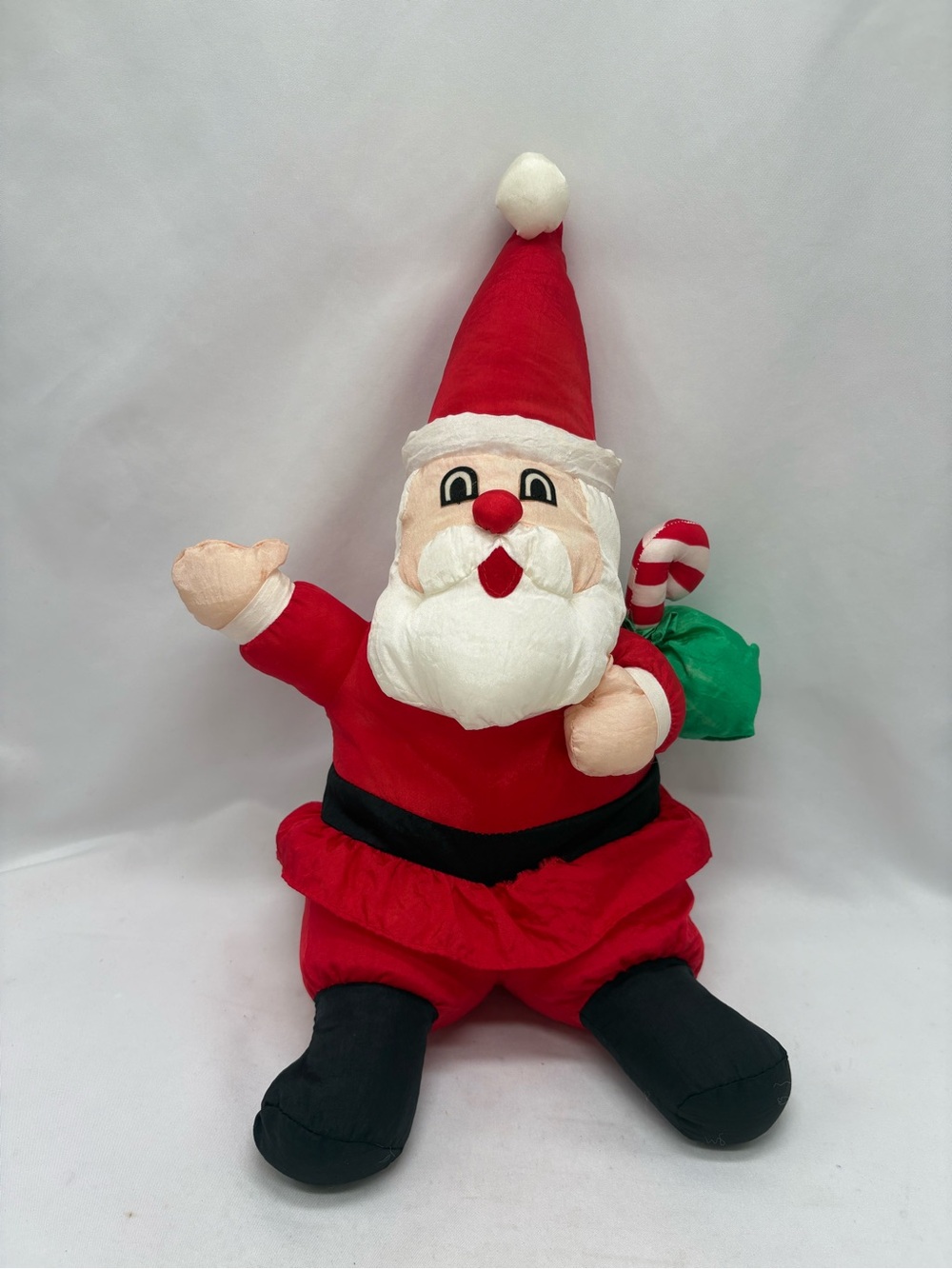 Santa Parachute Fabric Plush International Silver Co Christmas Vintage  Doll 15”